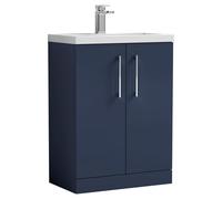 nuie 600mm Floor Standing 2-Door Vanity & Polymarble Basin - Midnight Blue, Blue