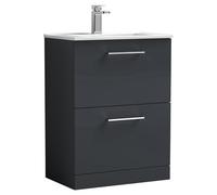 nuie Arno 600mm Floor Standing 2 Drawer Vanity & Basin 2 - Soft Black, Black