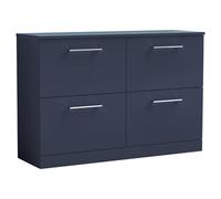 nuie ARN2933W2 Arno Modern Bathroom Floor Standing 4 Soft Close Drawer Vanity Unit and Worktop, 1200mm, Midnight Blue