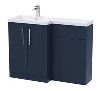 Nuie Arno Satin Combination Vanity and Toilet Unit with Left Hand L Shaped Basin | Midnight Blue | MDF | 1100mm x 390mm