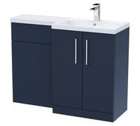 Nuie Arno Satin Combination Vanity and Toilet Unit with Right Hand L Shaped Basin | Midnight Blue | MDF | 1100mm x 390mm