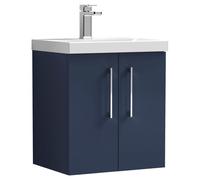 nuie Arno 500mm Wall Hung 2-Door Vanity & Basin 1 - Midnight Blue, Blue