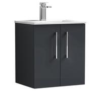 nuie Arno 500mm Wall Hung 2 Door Vanity & Basin 2 - Soft Black
