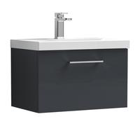 Arno Wall Mounted 1 Drawer Vanity Unit with Basin Soft Black