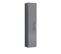 Nuie Arno Tall Wall Hung Unit Single Door, Durable Soft Close Door With 3 Shelves With D-Shape Handle In Satin Grey, 300mm