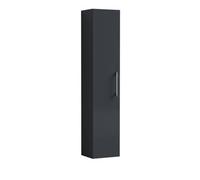 Nuie Arno Tall Wall Hung Unit Single Door, Durable Soft Close Door With 3 Shelves With D-Shape Handle In Soft Black, 300mm