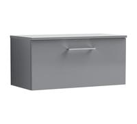 Nuie Arno Wall Hung Single Drawer Vanity Unit with Worktop | Satin Grey | MDF | 800mm