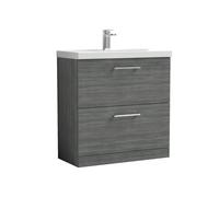 Nuie Arno 800mm Floor Standing 2 Drawer Vanity & Thin-Edge Basin Anthracite, Grey