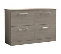 Nuie Arno Woodgrain 4 Drawer Vanity Unit with Worktop | Solace Oak | MFC | 1200mm