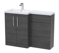 Nuie Arno Woodgrain Combination Vanity and Toilet Unit with Left Hand L Shaped Basin | Anthracite | MFC | 1100mm x 390mm