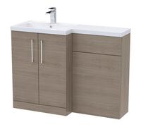 Nuie Arno Woodgrain Combination Vanity and Toilet Unit with Left Hand L Shaped Basin | Solace Oak | MDF | 1100mm x 390mm