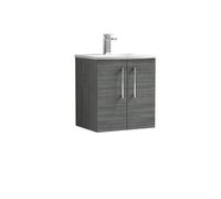 Nuie Arno 500mm Wall Hung 2 Door Vanity & Curved Basin Anthracite, Grey