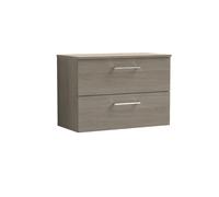 Nuie Arno 800mm Wall Hung 2 Drawer Vanity & Worktop Solace Oak