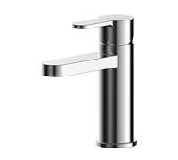 nuie ARV305EC Arvan Modern Bathroom Eco Water and Energy Saving Round Mono Basin Mixer Tap with Lever Handle and Push Button Waste, 160mm, Chrome