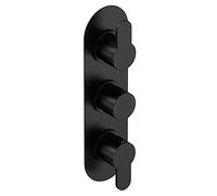 nuie ARV4TR02 Arvan Modern Bathroom Concealed Round Triple Thermostatic Shower Valve, 280mm, Matt Black