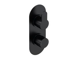 nuie ARV4TW02 Arvan | Modern Bathroom Concealed Round Twin Thermostatic Shower Valve with Diverter, 215mm, Matt Black