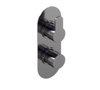 nuie ARV7TW01 Arvan Modern Bathroom Round Concealed Twin Thermostatic Shower Valve-One Outlet, Brushed Pewter