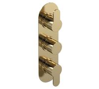 nuie ARV8TR02 Arvan Modern Bathroom Concealed Round Triple Thermostatic Shower Valve, 280mm, Brushed Brass