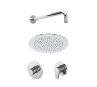 Nuie Arvan 1 Outlet Concealed Thermostatic Shower Bundle with Fixed Head and Wall Arm | Chrome | Brass | 200mm x 125mm x 200mm