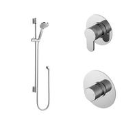 Nuie Arvan 1 Outlet Concealed Thermostatic Shower Bundle with Slide Rail Kit | Chrome | Brass | 200mm x 830mm x 200mm