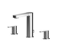 Nuie Arvan Deck Mounted 3 Tap Hole Basin Mixer with Pop-up Waste | Chrome | Brass | 250mm x 160mm x 147mm