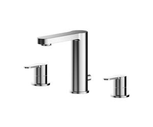 Nuie Arvan Deck Mounted 3 Tap Hole Basin Mixer with Pop-up Waste | Chrome | Brass | 250mm x 160mm x 147mm