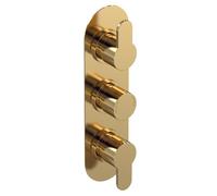 Nuie Arvan Triple Concealed Thermostatic Shower Valve | Brushed Brass | 80mm x 280mm x 136mm