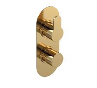Nuie Arvan Twin Concealed Thermostatic Shower Valve | Brushed Brass | 80mm x 215mm x 136mm