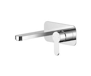 Nuie Arvan Wall Mounted 2 Tap Hole Basin Mixer with Plate | Chrome | Brass | 180mm x 108mm x 193mm