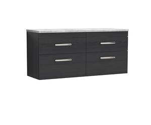 nuie ATH047LBG2 Athena Modern Bathroom Wall Hung 4 Soft Close Drawer Vanity Unit and Bellato Grey Laminate Worktop, 1200mm, Charcoal Black Woodgrain