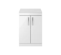 Nuie Athena 2 Door Vanity Unit with Worktop | Gloss White | MDF | 600mm