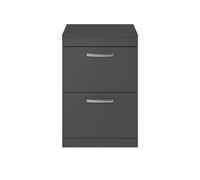 Nuie Athena Gloss Grey 600mm Floor Standing 2 Drawer Vanity & Work