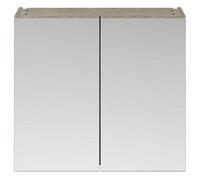 Nuie Athena Driftwood 800mm Mirrored Wall Cabinet 50/50, Soft-Close Doors, Matt Light Wood