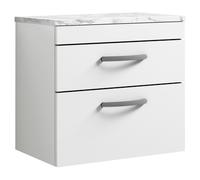 nuie Athena 600 Wall Hung 2-Drawer Unit & Laminate Worktop - Gloss White, White