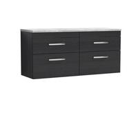 Nuie Athena Wall Hung 2-Drawer Vanity Unit With Laminate Worktop In Black Sparkle