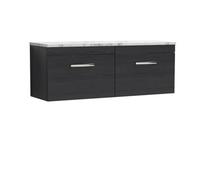 Nuie Athena Wall Hung 2-Drawer Vanity Unit With Laminate Worktop In Gloss White, Sleek Counter Top Vanity Unit In Charcoal Black
