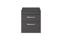 Nuie Athena Wall Hung 2 Drawer Vanity Unit with Worktop | Gloss Grey | MDF | 500mm