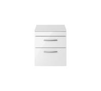 Nuie Athena Wall Hung 2 Drawer Vanity Unit with Worktop | Gloss White | MDF | 500mm