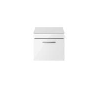 Nuie Athena Wall Hung Single Drawer Vanity Unit with Worktop | Gloss White | MDF | 500mm