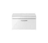 Nuie Athena Wall Hung Single Drawer Vanity Unit with Worktop | Gloss White | MDF | 800mm