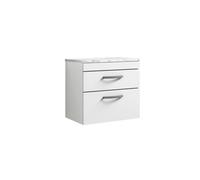 Nuie Athena Wall Hung Vanity Unit With 2 Soft-Close Drawers & Gloss White Laminate Top