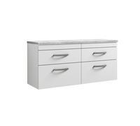 Nuie Athena Wall Hung Vanity Unit With 4 Soft-Close Drawers & Gloss White Laminate Top