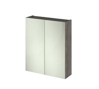 Nuie Athena Woodgrain 2 Door Mirrored Cabinet | Anthracite | Glass/MDF | 600mm