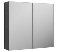 Nuie Athena Woodgrain 2 Door Mirrored Cabinet | Anthracite | Glass/MDF | 800mm