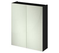 Nuie Athena Woodgrain 2 Door Mirrored Cabinet | Charcoal Black | Glass/MDF | 600mm