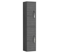 Nuie Athena 2 Door Tall Wall Hung Unit | Anthracite Woodgrain | MDF | 300mm
