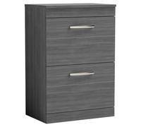 Nuie Athena 600 Floor Standing 2-drawer Vanity & Worktop - Grey Woodgrain