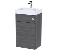 Nuie Athena Woodgrain Combination Vanity Unit with Basin and Cistern | Anthracite | Plastic | 500mm