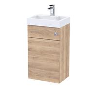 Nuie Athena Woodgrain Combination Vanity Unit with Basin and Cistern | Bleached Oak | MFC | 500mm