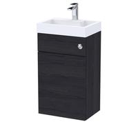 Nuie Athena Woodgrain Combination Vanity Unit with Basin and Cistern | Charcoal Black | Plastic | 500mm